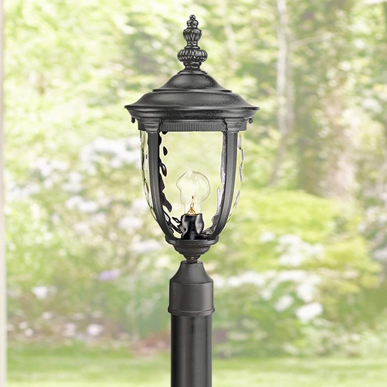 Image 3 Bellagio 95 3/4 inch High Black Post Light with Flat Base Pole more views