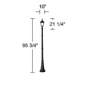Image4 of Bellagio 95 3/4" High Black Post Light with Flat Base Pole more views
