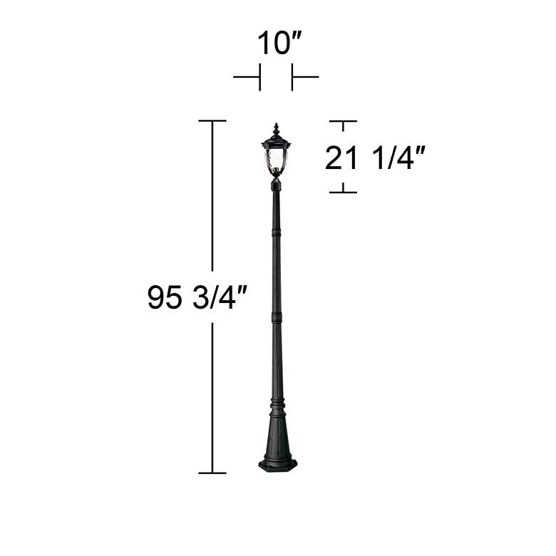 Image 4 Bellagio 95 3/4 inch High Black Post Light with Flat Base Pole more views