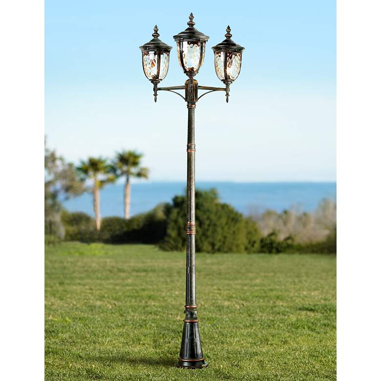 Image 2 Bellagio 96 inch High Bronze Outdoor 3-Light Street Lantern