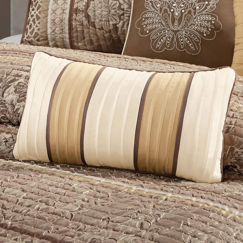 Image 4 Bellagio Brown and Gold Full/Queen 6-Piece Coverlet Set more views