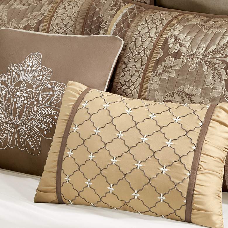 Image 5 Bellagio Brown and Gold Full/Queen 6-Piece Coverlet Set more views