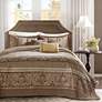 Thumbnail2 of Bellagio Brown and Gold Striped King 5-Piece Bedspread Set