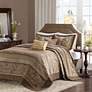 Thumbnail1 of Bellagio Brown and Gold Striped King 5-Piece Bedspread Set