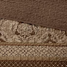 Image5 of Bellagio Brown and Gold Striped King 5-Piece Bedspread Set more views