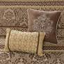 Bellagio Brown and Gold Striped Queen 5-Piece Bedspread Set