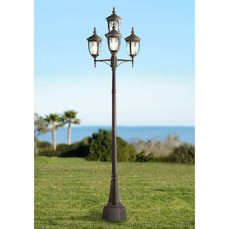 Image 1 Bellagio&#8482; Collection 102 inch High Bronze 4-Light CFL Post Light