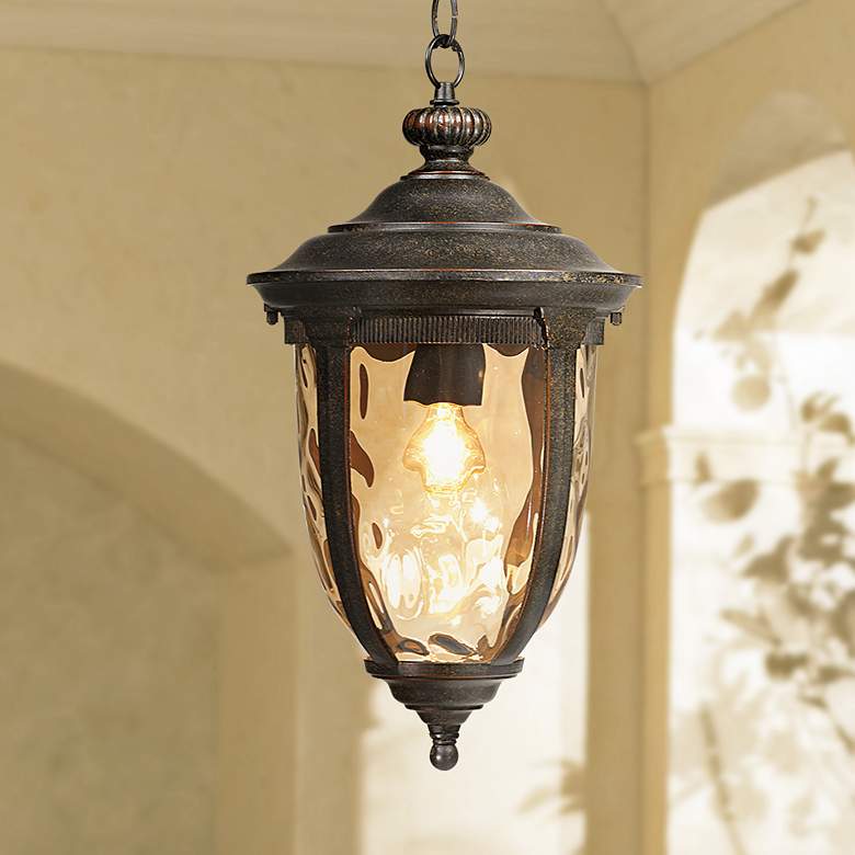 Image 2 Bellagio Collection 18 inch High Bronze Outdoor Hanging Light
