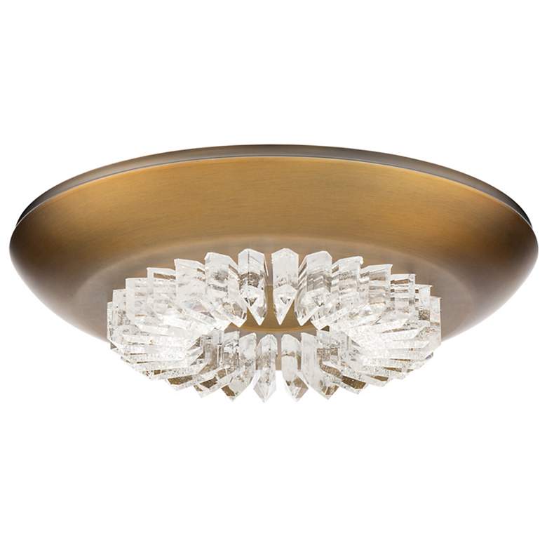 Image 1 Bellaire 4.5"H x 15.75"W 1-Light Crystal Flush Mount in Aged Bras