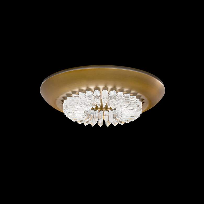 Image 2 Bellaire 4.5"H x 15.75"W 1-Light Crystal Flush Mount in Aged Bras more views