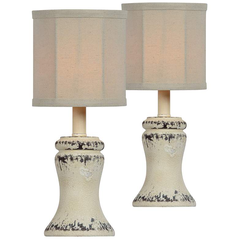Image 1 Bellamy 14" High Distressed Cream Accent Table Lamps Set of 2
