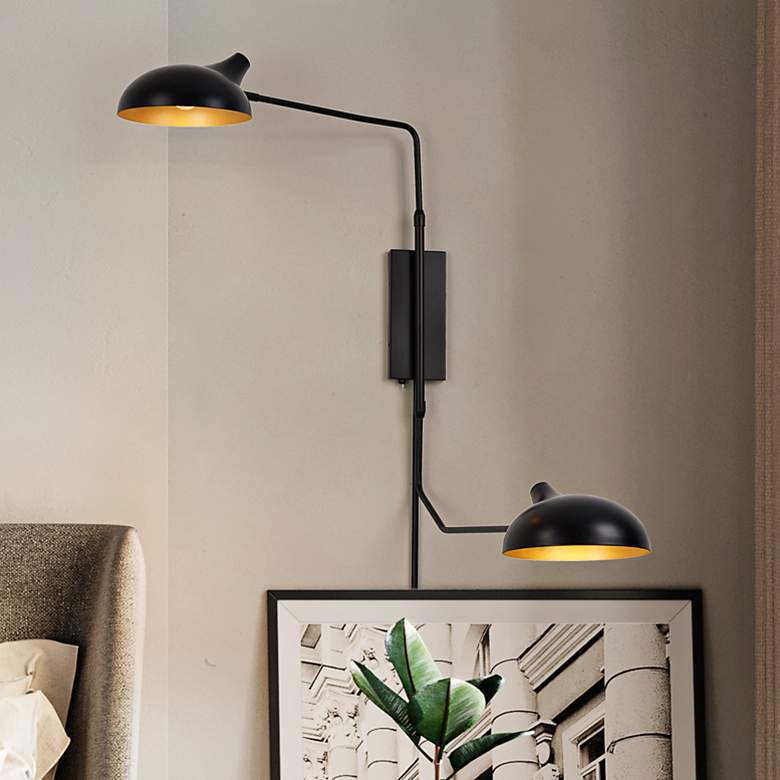 Image 2 Bellamy 29 1/4" High Matte Black 2-Light Wall Sconce