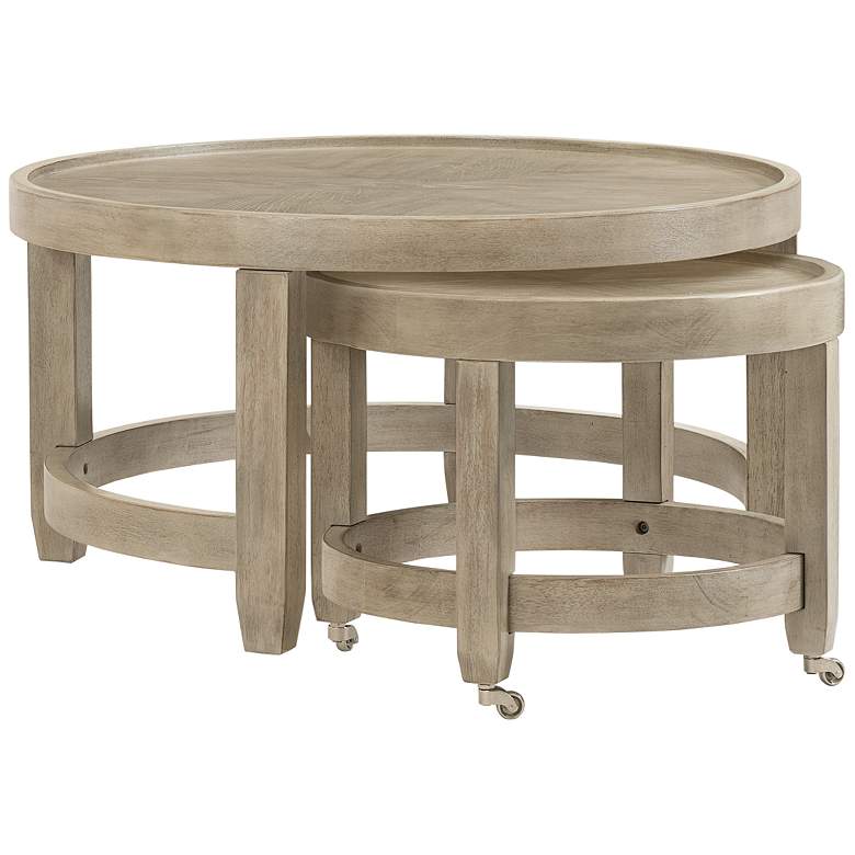 Image 1 Bellamy 34" Wide Gray Wood Veneer Nesting Cocktail Tables