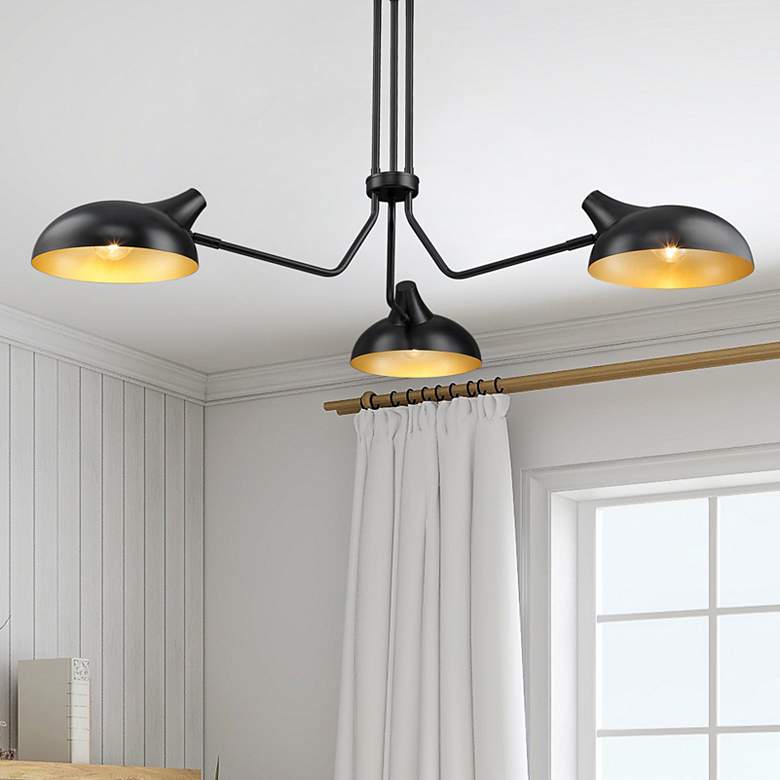 Image 1 Bellamy 46" Wide Matte Black 3-Light Ceiling Light