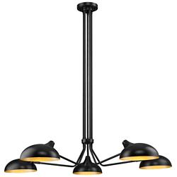 Bellamy 52" Wide Matte Black Metal 5-Light Pendant