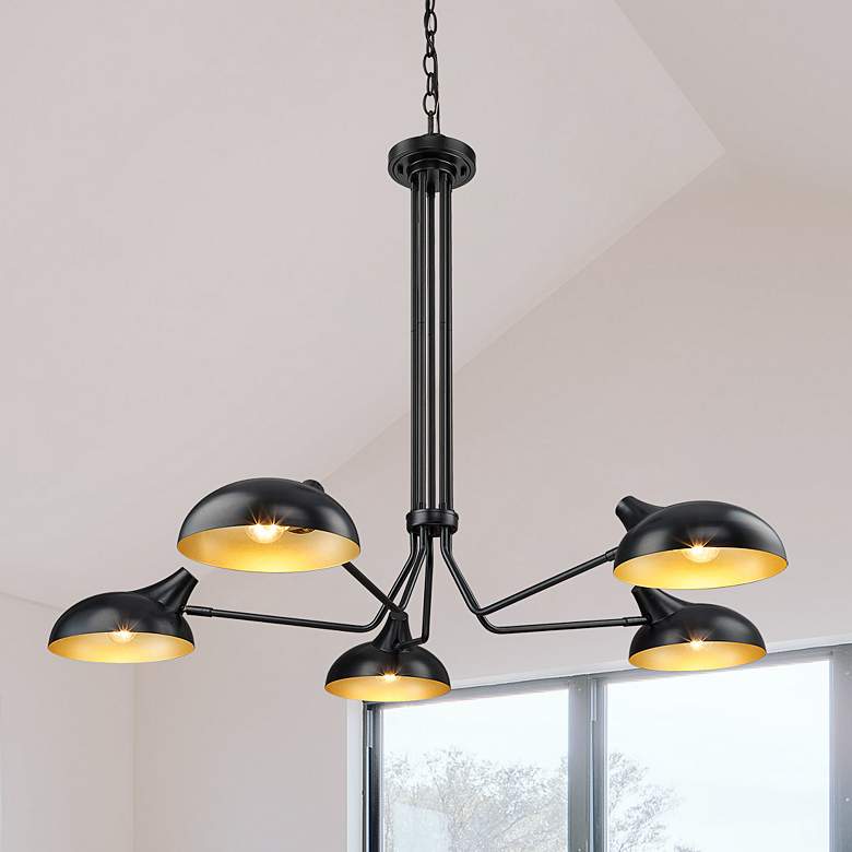 Image 2 Bellamy 52" Wide Matte Black Metal 5-Light Pendant