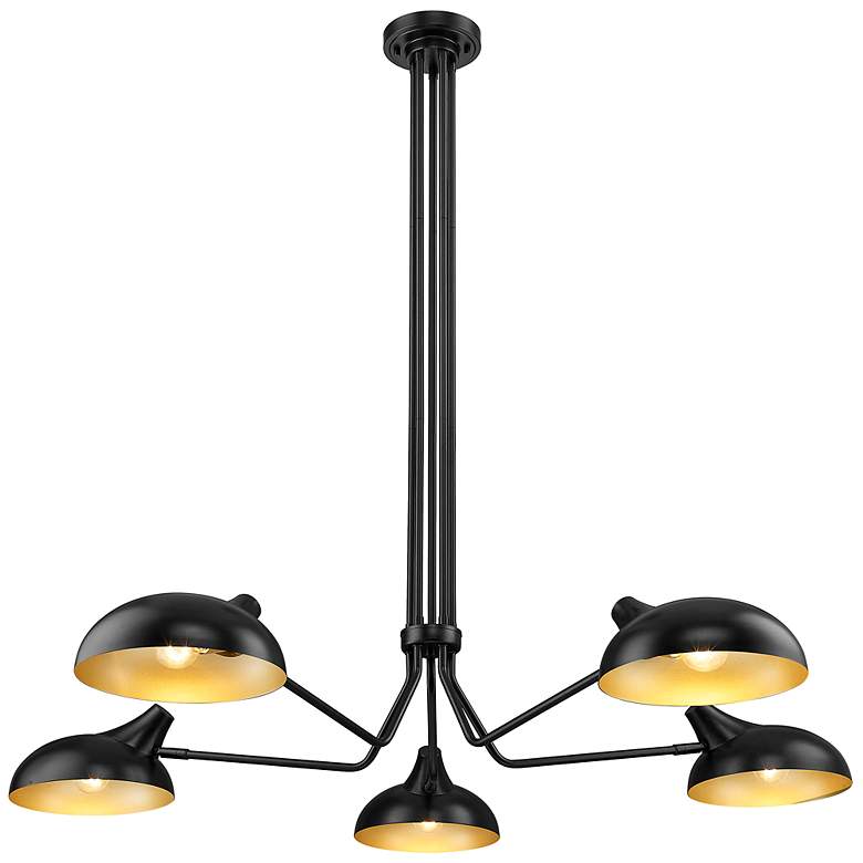 Image 7 Bellamy 52" Wide Matte Black Metal 5-Light Pendant more views