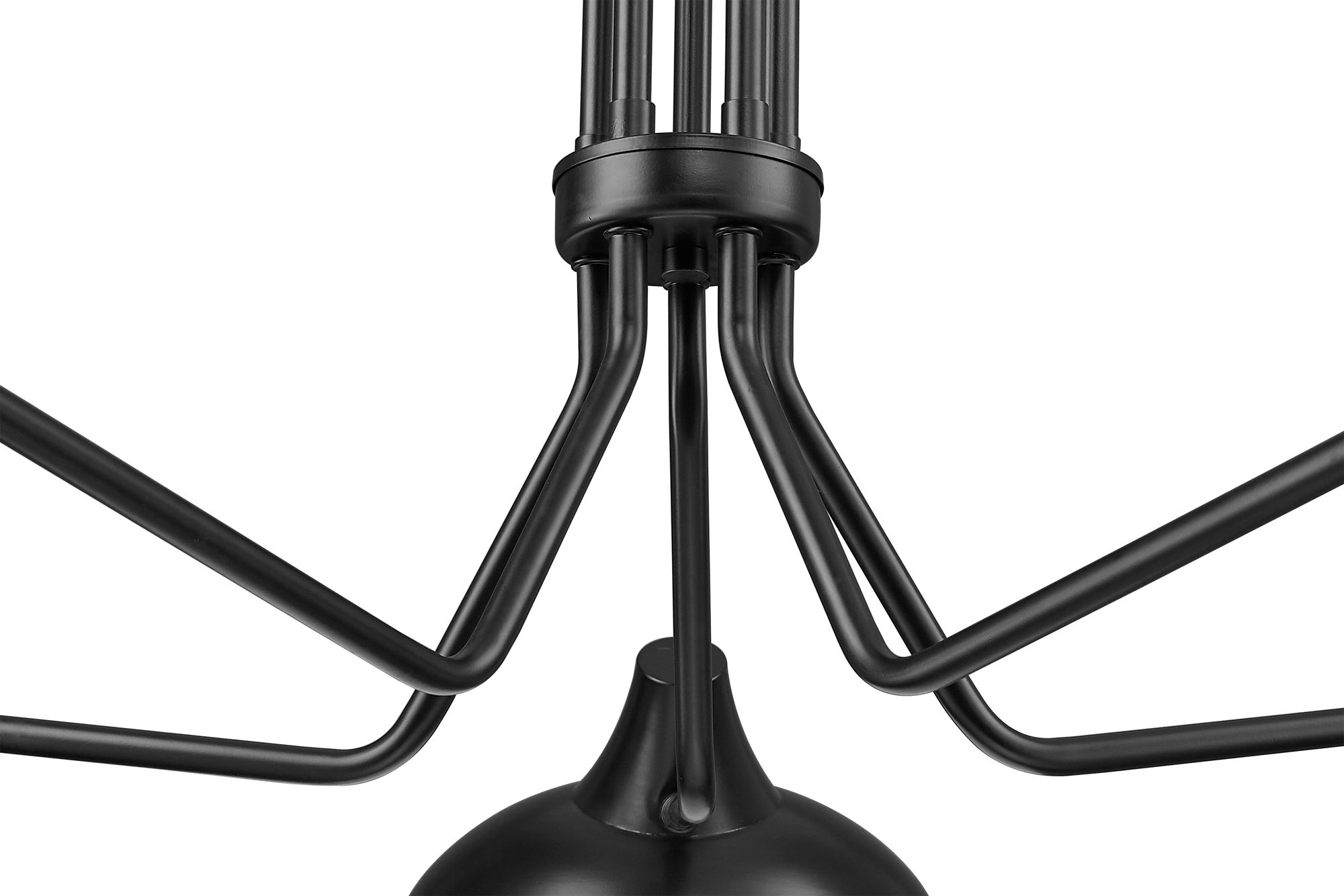 Bellamy 52" Wide Matte Black Metal 5-Light Pendant in scene