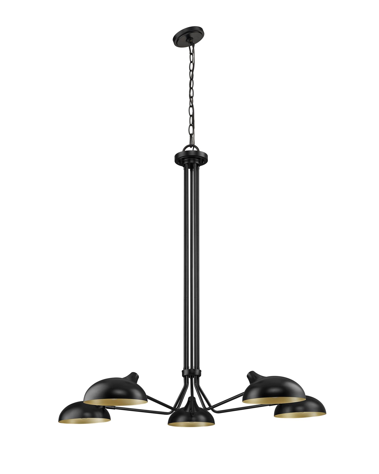 Bellamy 52" Wide Matte Black Metal 5-Light Pendant in scene