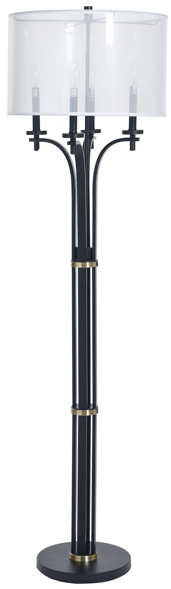 Bellamy 65" High Corcy Gold & Black Floor Lamp with White Shade