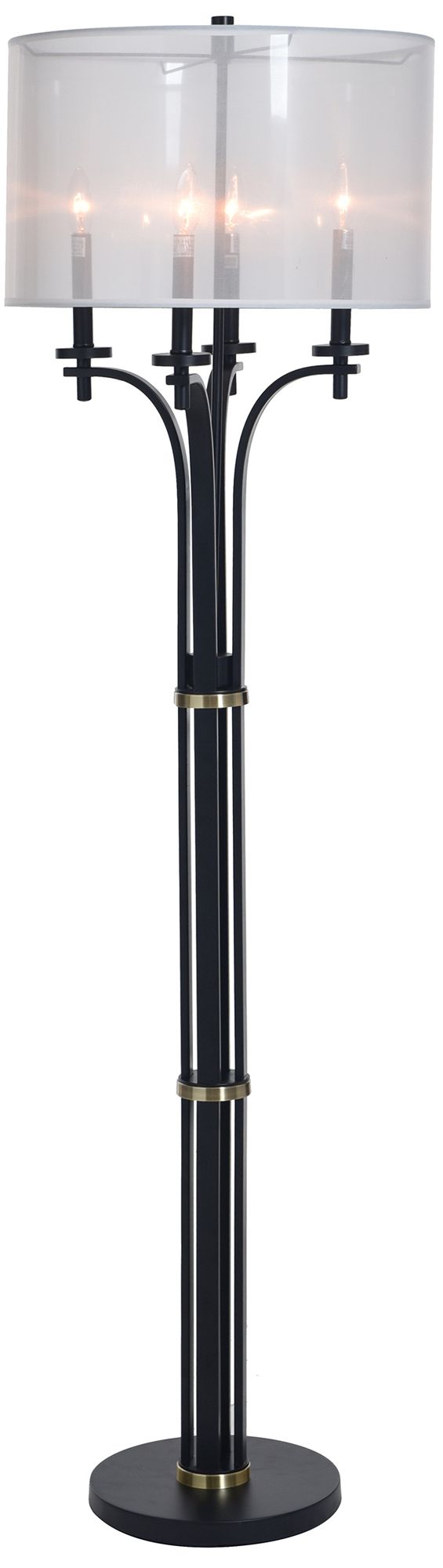 Image 3 Bellamy 65" High Corcy Gold & Black Floor Lamp with White Shade more views