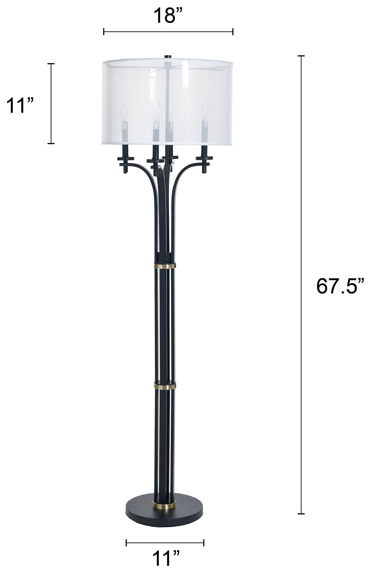 Image 7 Bellamy 65" High Corcy Gold & Black Floor Lamp with White Shade more views