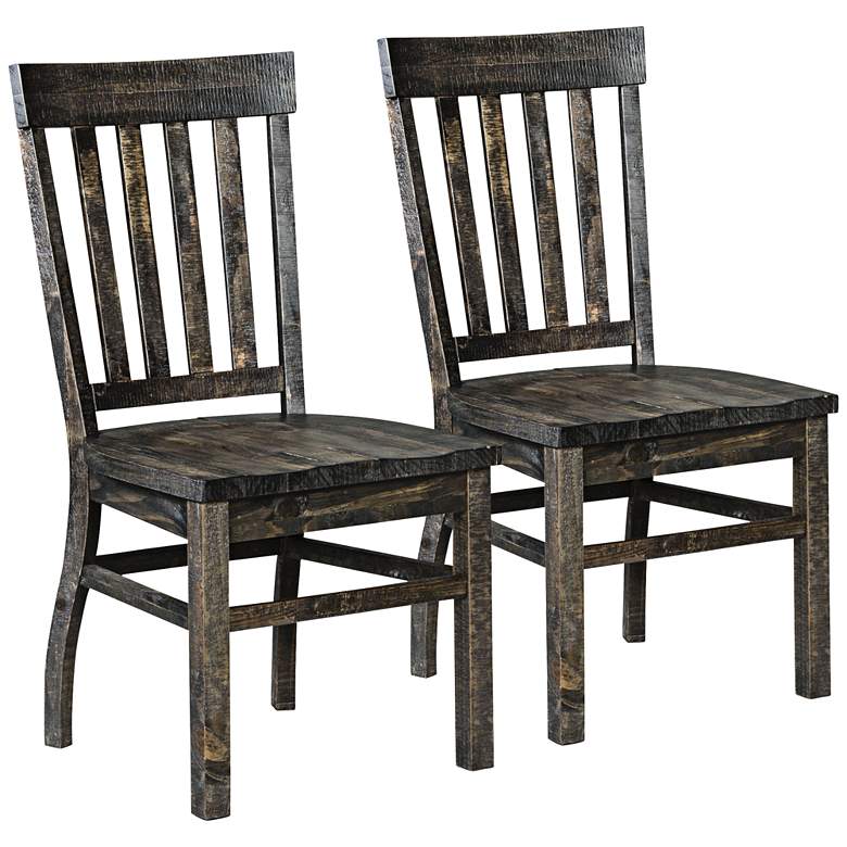 Image 1 Bellamy Deep Weathered Pine Dining Chair Set of 2