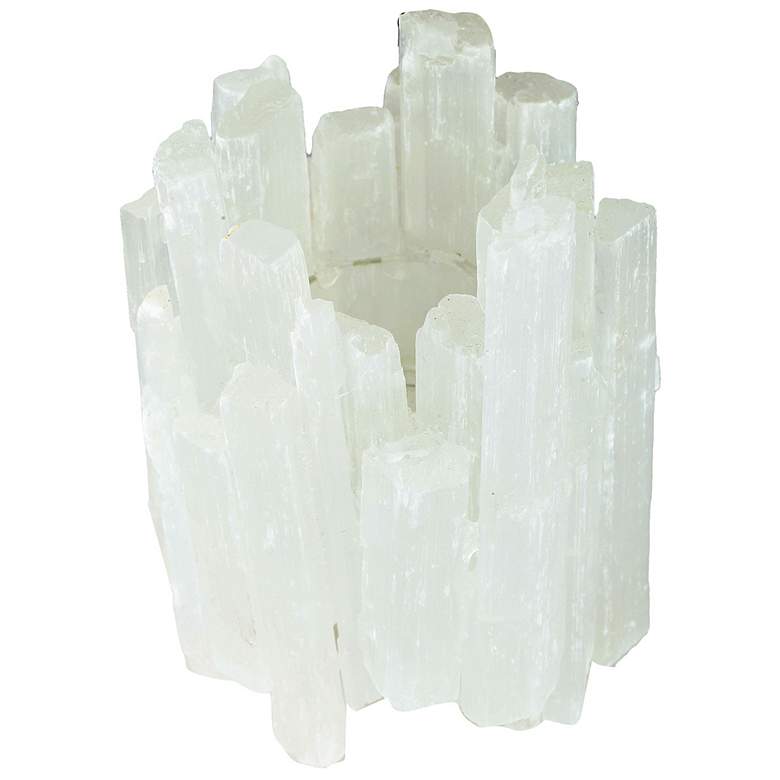 Image 1 Bellane White Stone and Clear Glass Candle Holder