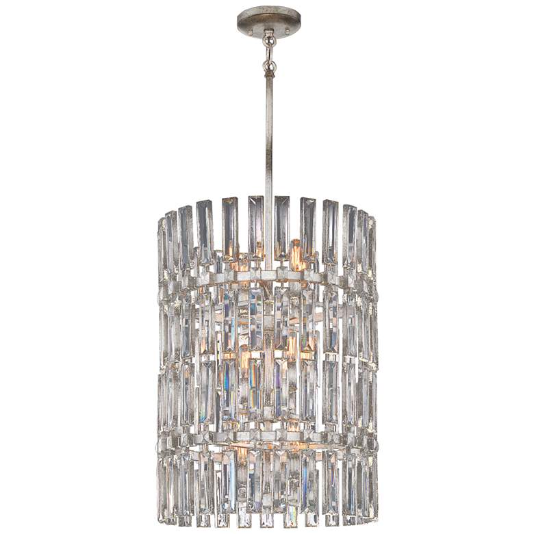 Image 2 Belle Aurore 17"W Silver Leaf Crystal Foyer Pendant Light
