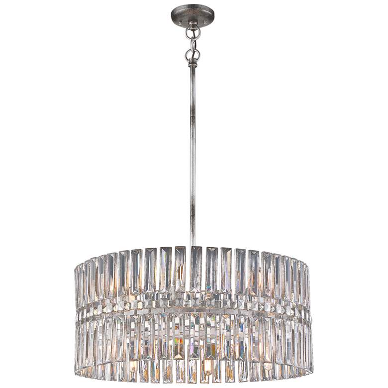 Image 2 Belle Aurore 26 1/4"W Silver Leaf Crystal Drum Pendant Light