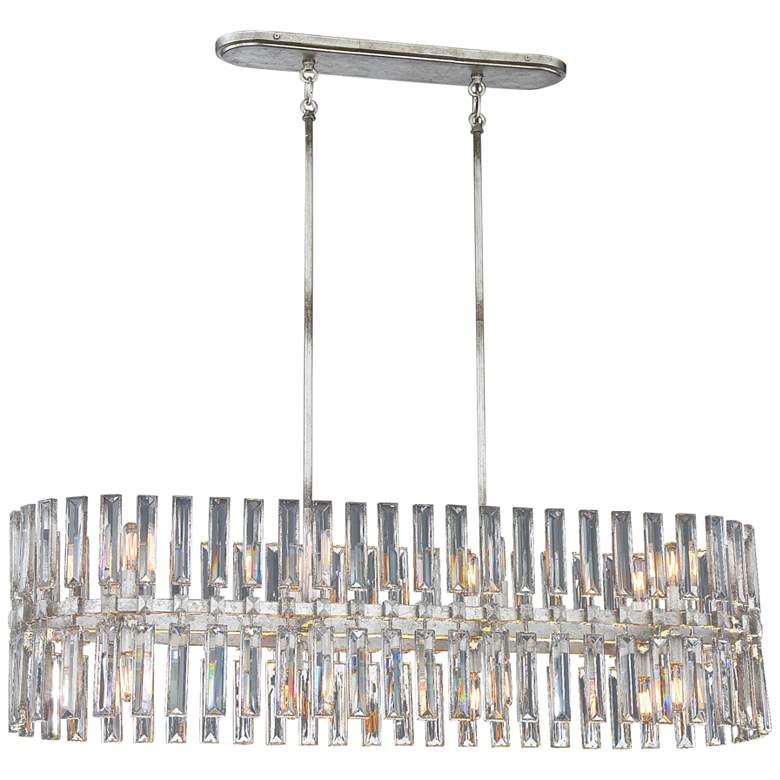 Image 2 Belle Aurore 45 inchW Silver Leaf Kitchen Island Light Pendant