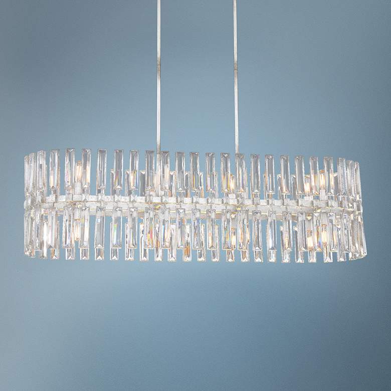 Image 1 Belle Aurore 45 inchW Silver Leaf Kitchen Island Light Pendant