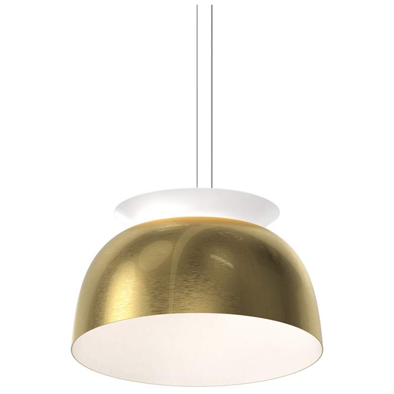 Image 1 Belle Flare 18 inch Wide Brass Finish Short LED Bell Pendant