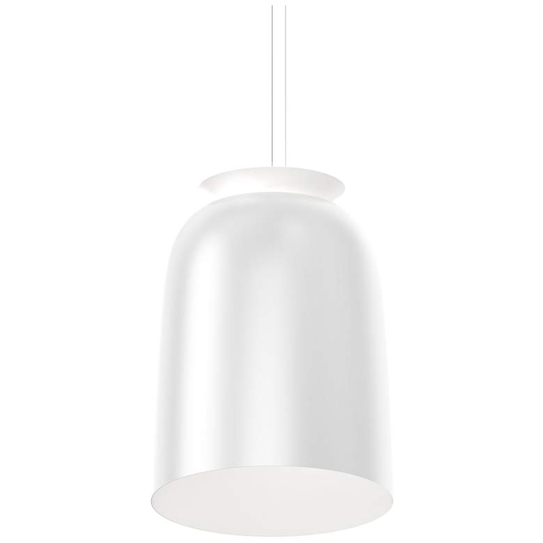 Image 1 Belle Flare 19.5 inch Wide Satin White Tall LED Bell Pendant