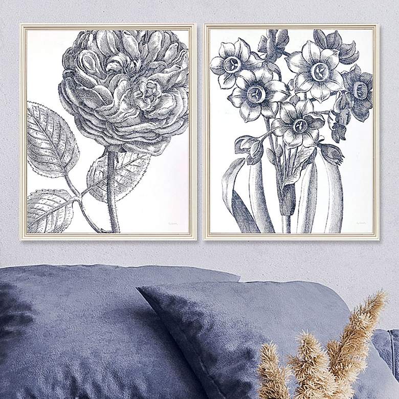 Image 2 Belle Fleur I 22" High 2-Piece Giclee Framed Wall Art Set