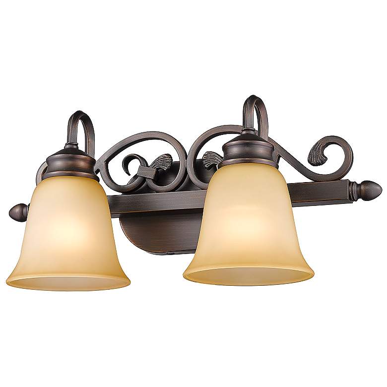 Image 4 Belle Meade Rubbed Bronze 2-Light Bath Light with Tea Stone Glass more views