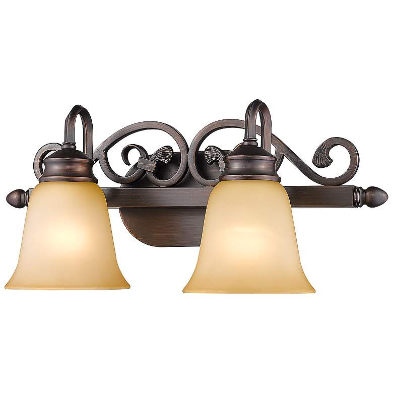 Image 5 Belle Meade Rubbed Bronze 2-Light Bath Light with Tea Stone Glass more views