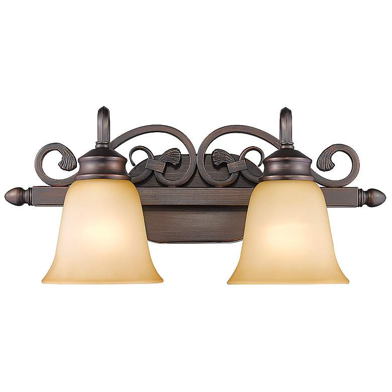 Image 6 Belle Meade Rubbed Bronze 2-Light Bath Light with Tea Stone Glass more views