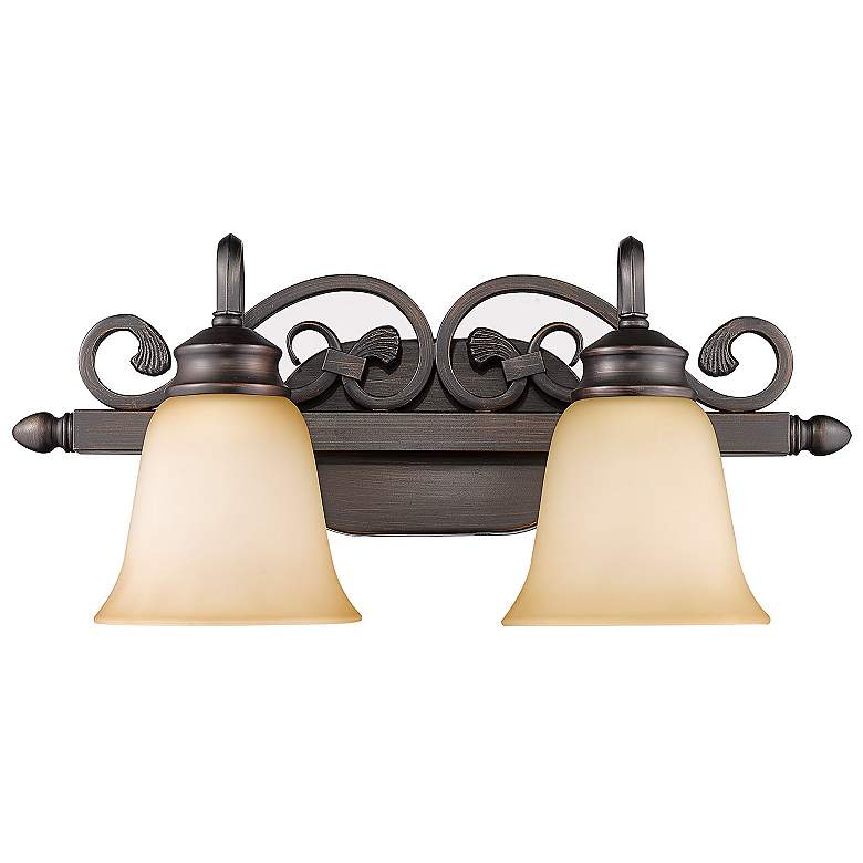 Image 7 Belle Meade Rubbed Bronze 2-Light Bath Light with Tea Stone Glass more views