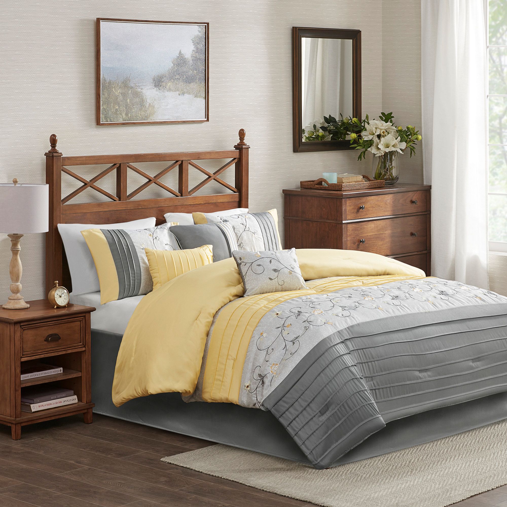 Yellow and deals gray comforter