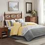 Thumbnail1 of Belle Yellow Gray Striped 7-Piece King Comforter Bed Set