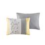 Thumbnail4 of Belle Yellow Gray Striped 7-Piece King Comforter Bed Set more views