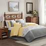 Belle Yellow Gray Striped 7-Piece Queen Comforter Bed Set