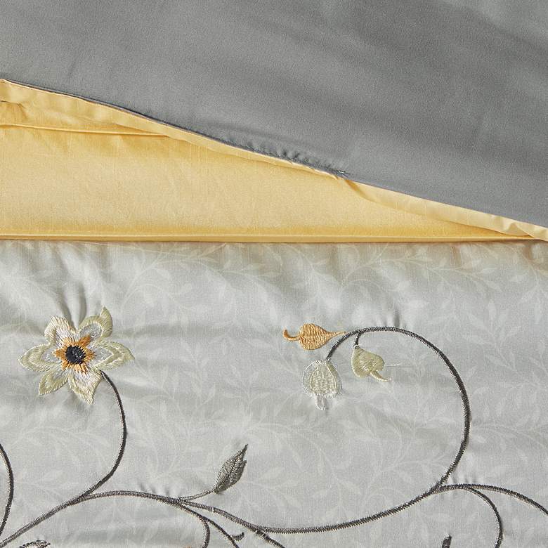 Image 5 Belle Yellow Gray Striped 7-Piece Queen Comforter Bed Set more views