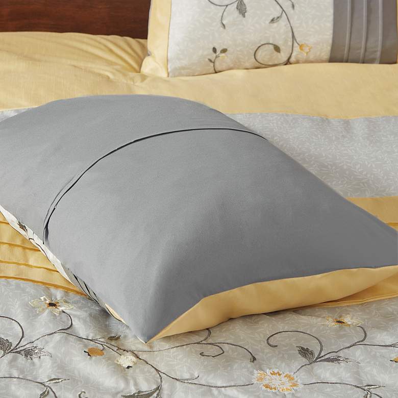 Image 6 Belle Yellow Gray Striped 7-Piece Queen Comforter Bed Set more views