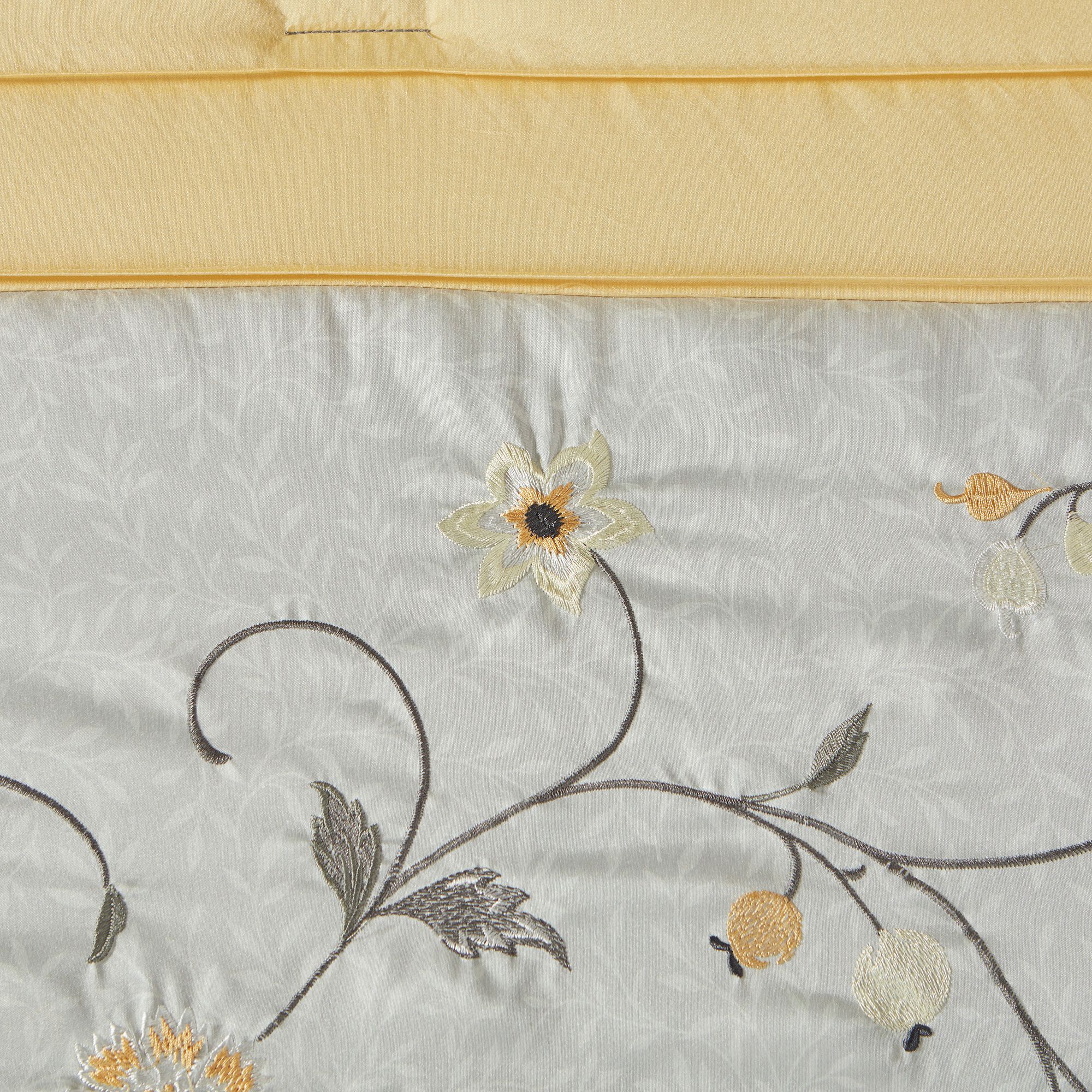 Belle Yellow Gray Striped 7-Piece Queen Comforter Bed Set