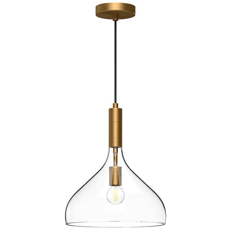 Image 1 Belleview 12" Wide Aged Gold and Clear Glass Mini Pendant