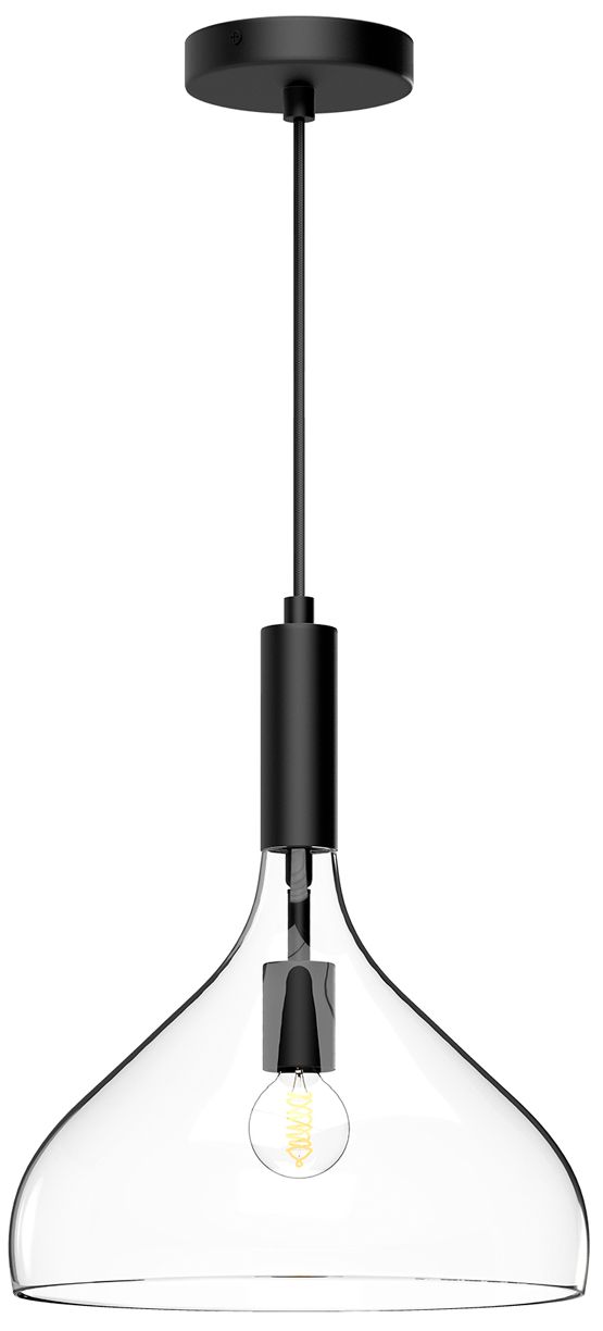Image 2 Belleview 12" Wide Matte Black Mini Pendant with Clear Glass