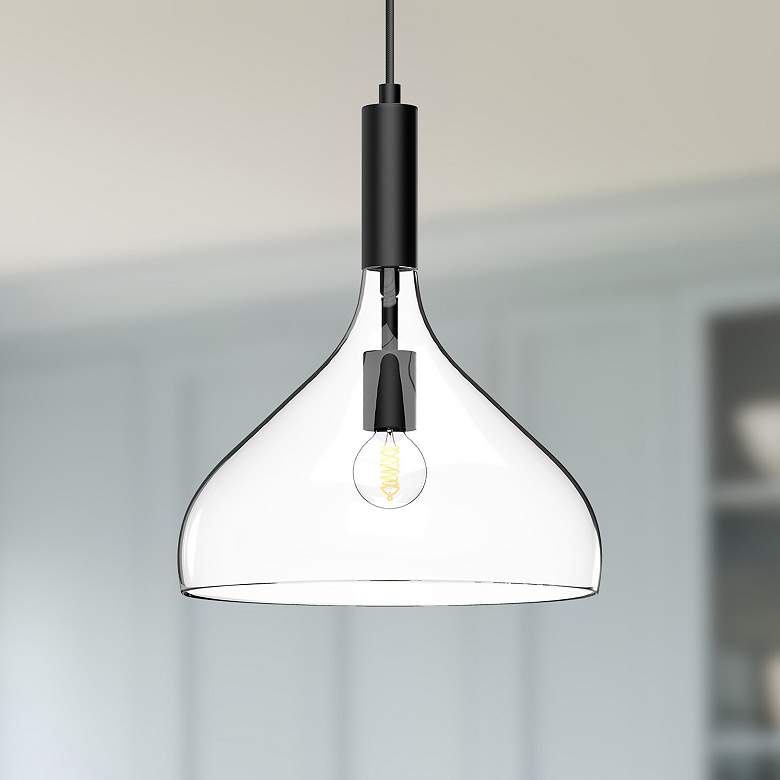 Image 1 Belleview 12" Wide Matte Black Mini Pendant with Clear Glass