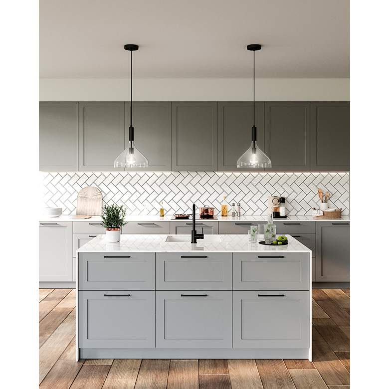 Image 3 Belleview 12" Wide Matte Black Mini Pendant with Clear Glass more views